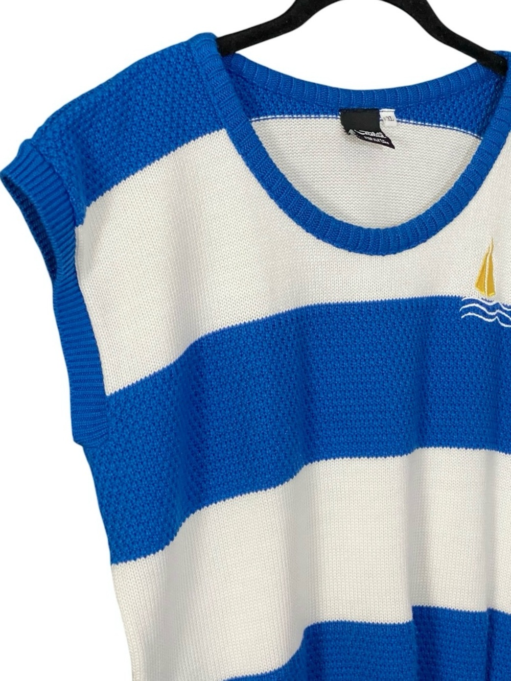 Vintage Catalina USA Nautical Sweater Vest XL Blue White Sailboat Made in USA - Picture 3 of 9